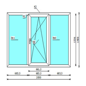 Окно 1400 на 2050 мм